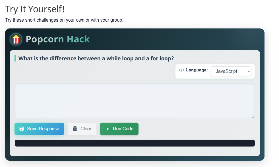 Popcorn Hack Run Code Feature